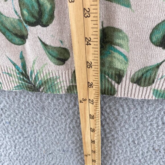 J Jill Sweater Women Large Green Fern Floral 3/4 Raglan Sleeve Crewneck Pullover - Picture 9 of 11